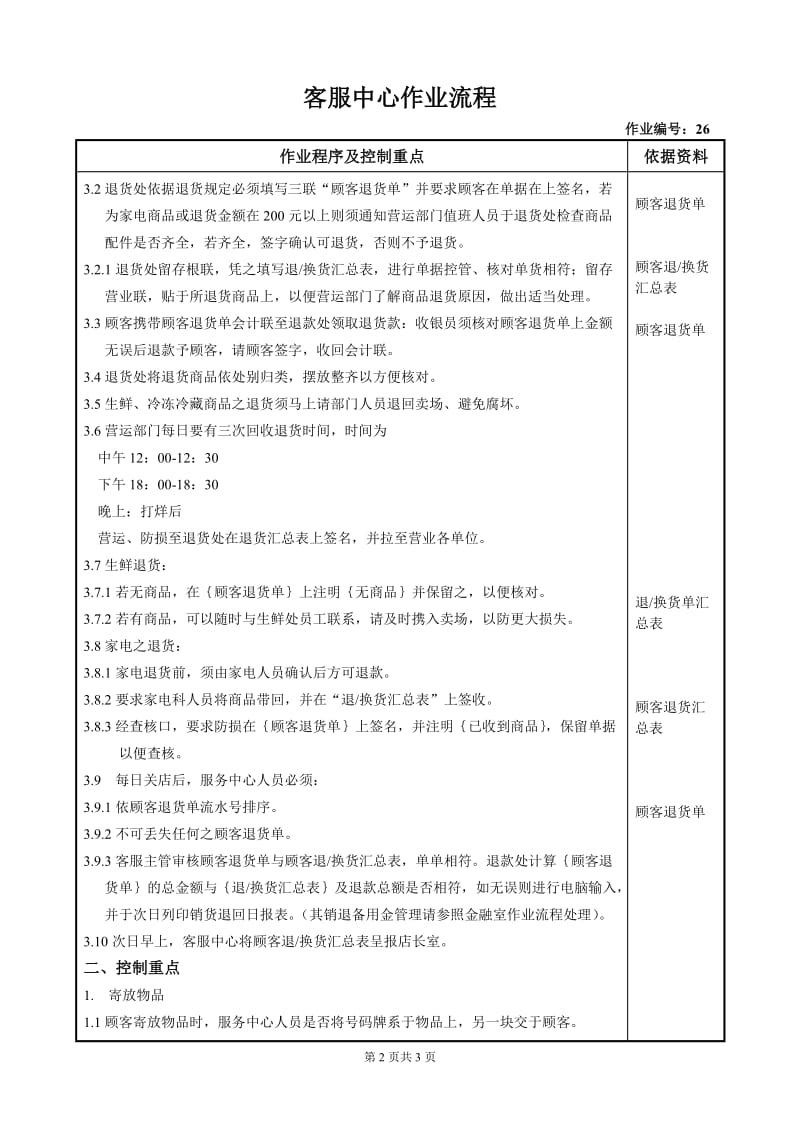 【商家】超市客服中心作业流程范本.doc_第2页