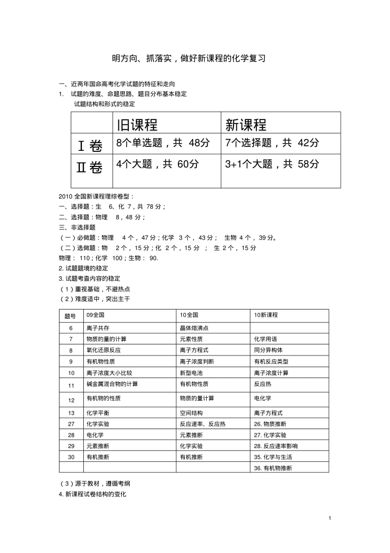 高中化学教学论文高考化学备考策略明方向、抓落实,做好新课程的化学北师大版.pdf_第1页