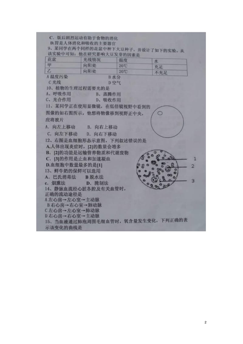 江西省永修县2013届九年级生物下学期第一次月考试题(扫描版).pdf_第2页