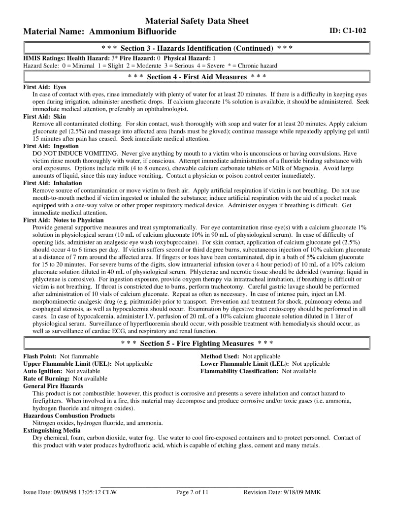 Ammonium Bifluoride C1-102 - Hill Brothers Chemical Company：氟化氢铵c1-102 -希尔兄弟化工有限公司.pdf_第2页