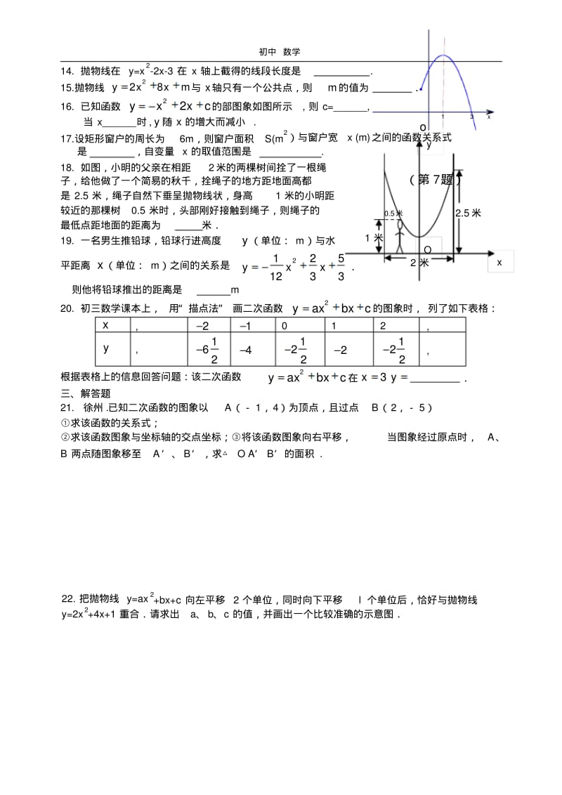 珍藏初三二次函数专题测试卷.pdf_第2页