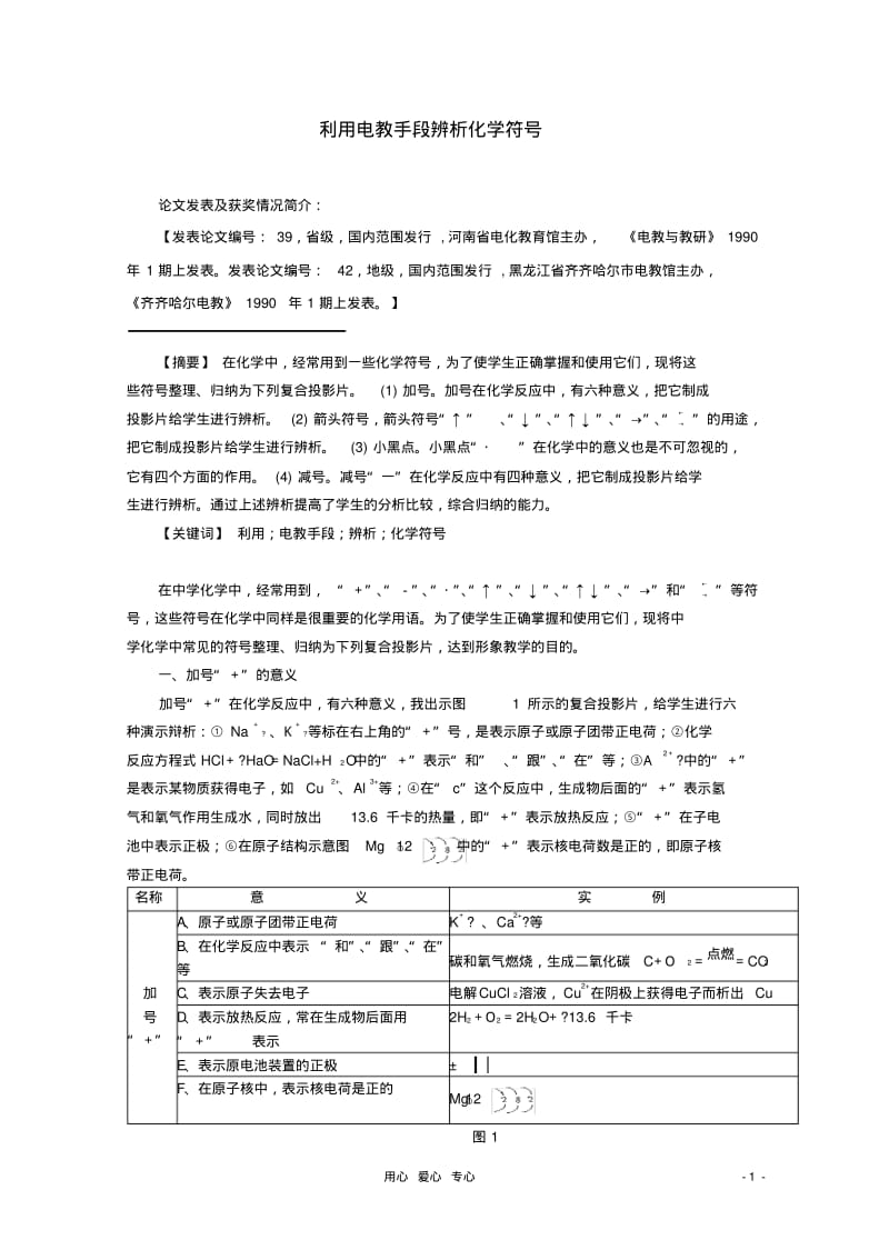 高中化学教学论文利用电教手段辨析化学符号.pdf_第1页