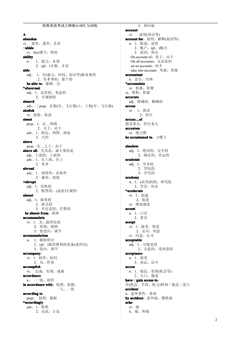 全国职称英语 考试大纲 核心词汇与词组集锦 新东方.pdf_第2页