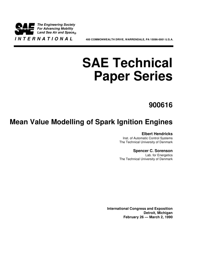 Mean Value Modelling of Spark Ignition Engines.pdf_第1页