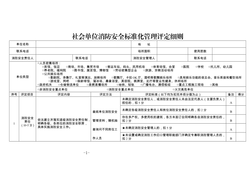 社会单位消防安全标准化管理评定细则.doc_第1页