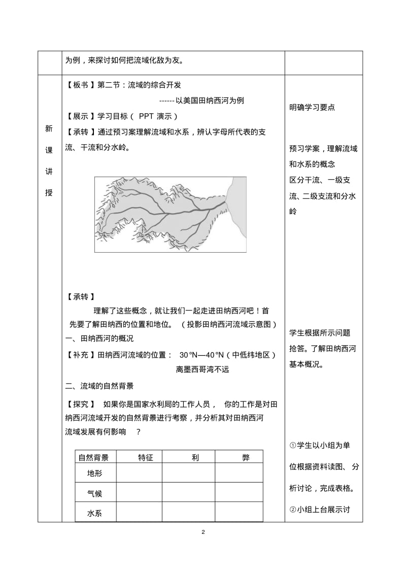 人教版必修3高中地理《流域的综合开发—以美国田纳西河流域为例》教学设计.pdf_第2页