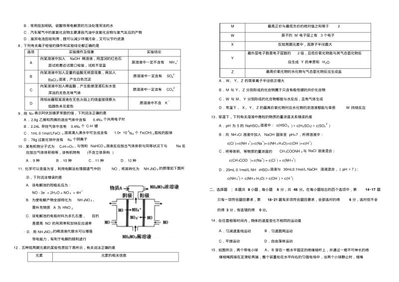 东北师大附中、重庆一中等六校2019届高三1月联考(期末)理科综合试题.pdf_第2页