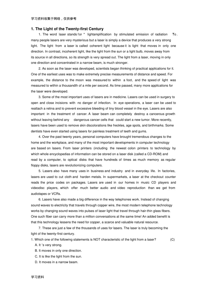 英语阅读理解及答案题6篇.pdf_第1页