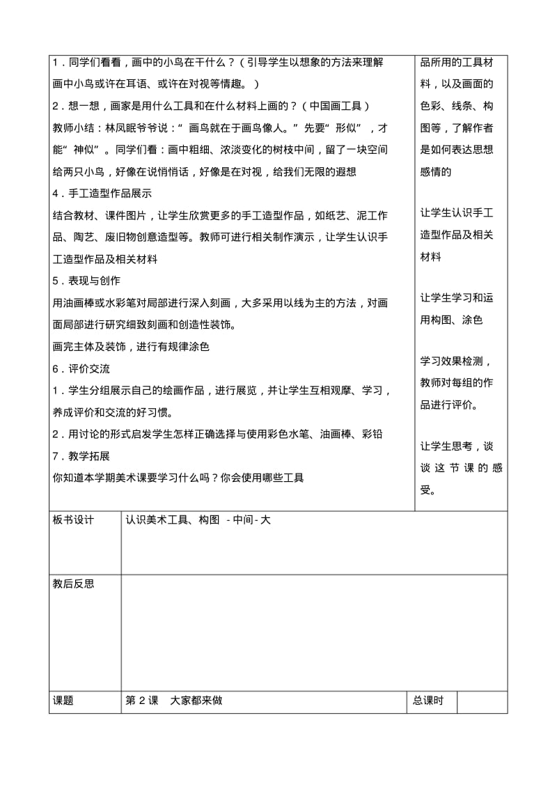 人教版小学美术一年级上册教案(全册).pdf_第2页