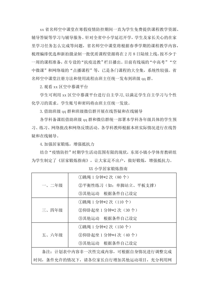 XX小学寒假疫情防控期间“停课不停学”实施方案.pdf_第2页