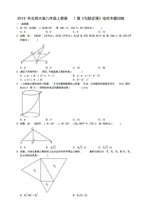 2019年北师大版八年级上册数学第1章《勾股定理》培优专题训练含答案.pdf