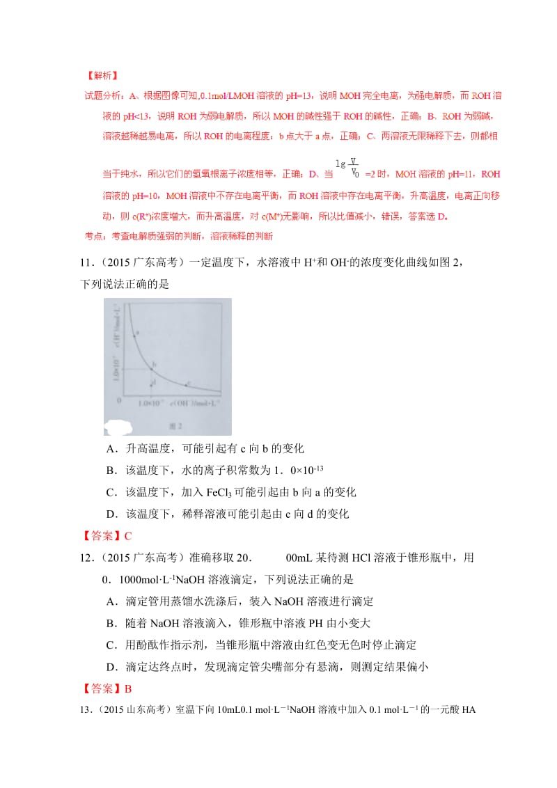 精修版高考化学备考专题11：电解质溶液.doc_第2页