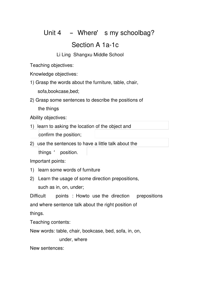 英语人教版七年级上册Unit4教案.pdf_第1页