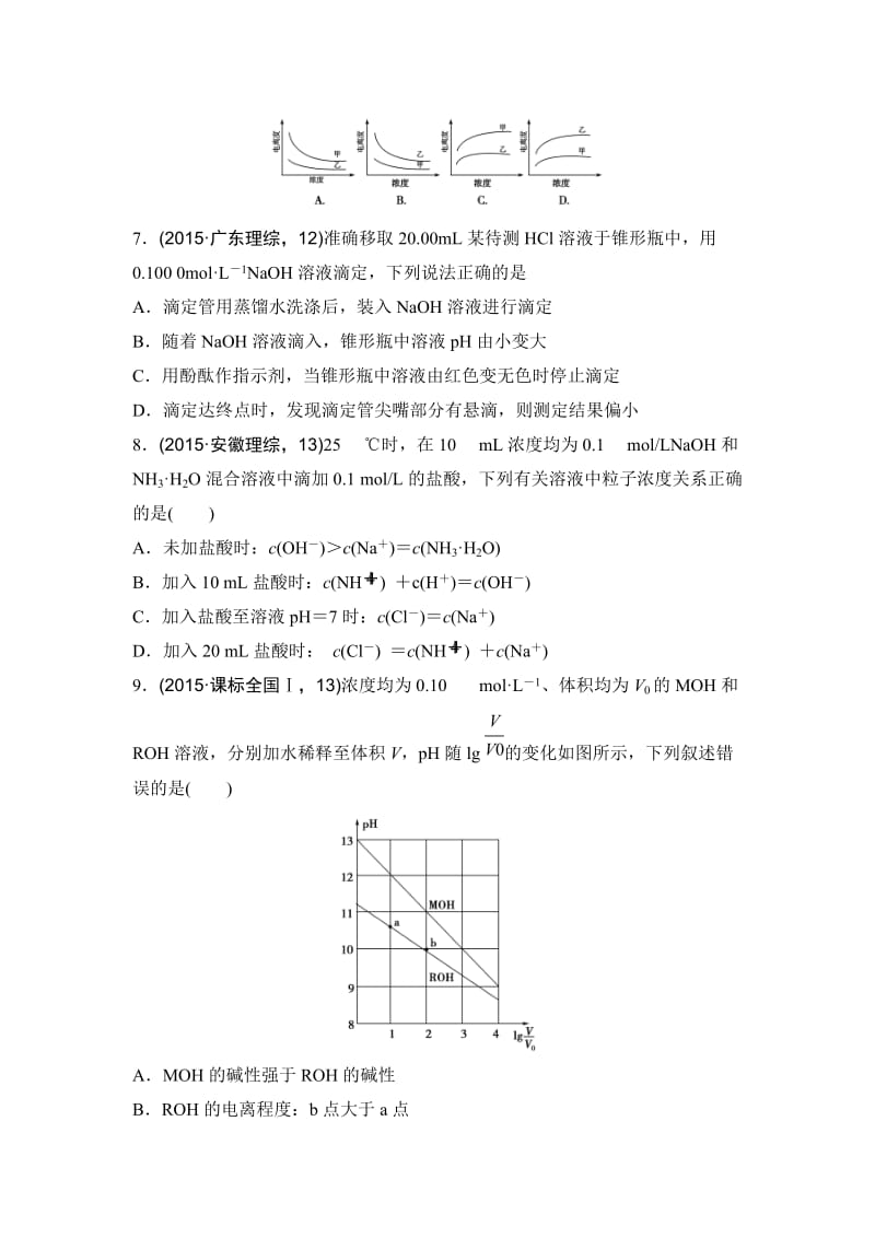 精修版浙江省高考化学复习题：专题六 水溶液中的离子平衡导航卷 含答案.doc_第3页