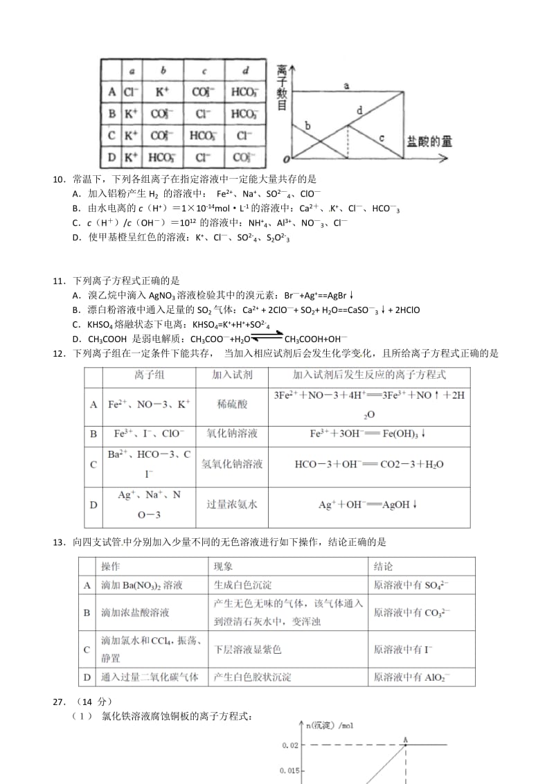 新编云南省高三上学期第一次月考化学试题及答案.doc_第2页