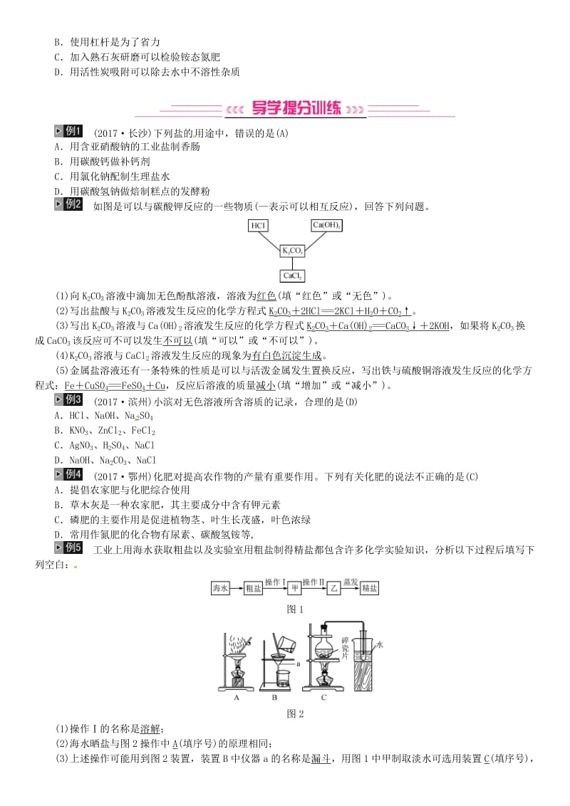 最新河北中考化学一轮复习练习第8讲盐化学肥料试题带答案.doc_第2页