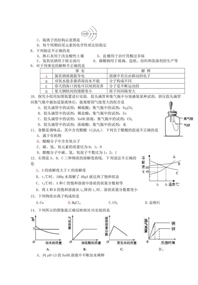 【严选】海南省九年级化学模拟试题三（含答案）.doc_第2页