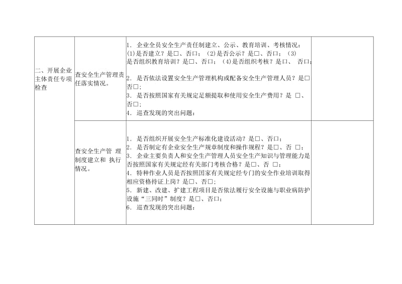 落实企业安全生产主体责任专项巡查行动反馈表.doc_第2页