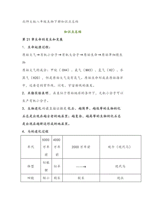 (完整word版)【知识点总结】北师大版八年级生物下册知识点总结,推荐文档.doc