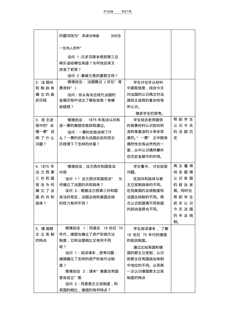 【优质文档】资本主义政治制度在欧洲大陆的扩展教案(人教版).pdf_第2页