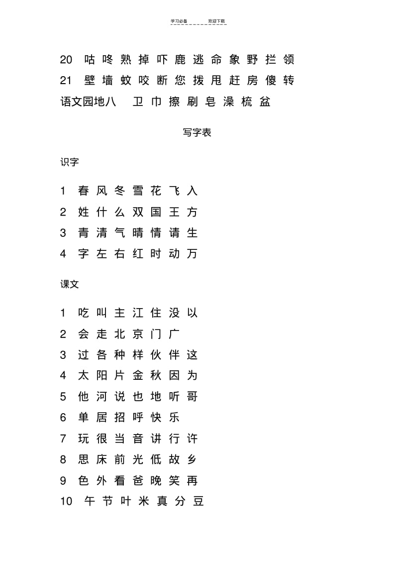 【优质文档】语文一年级下册识字表和写字表(含拼音).pdf_第3页