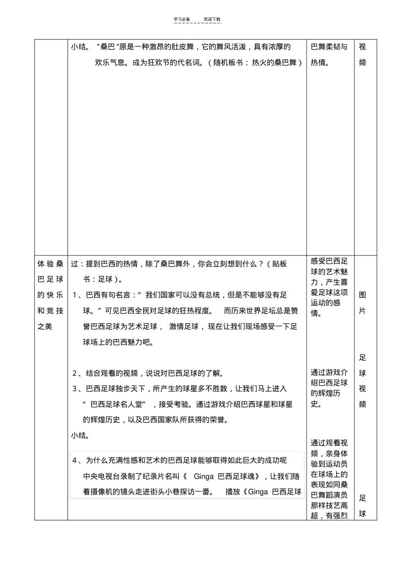 【优质文档】足球和桑巴的热土教学设计.pdf_第3页