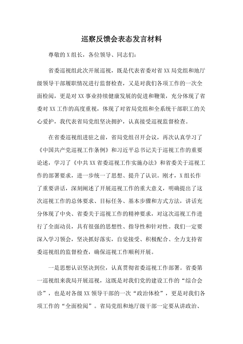 巡察反馈会表态发言材料.doc_第1页