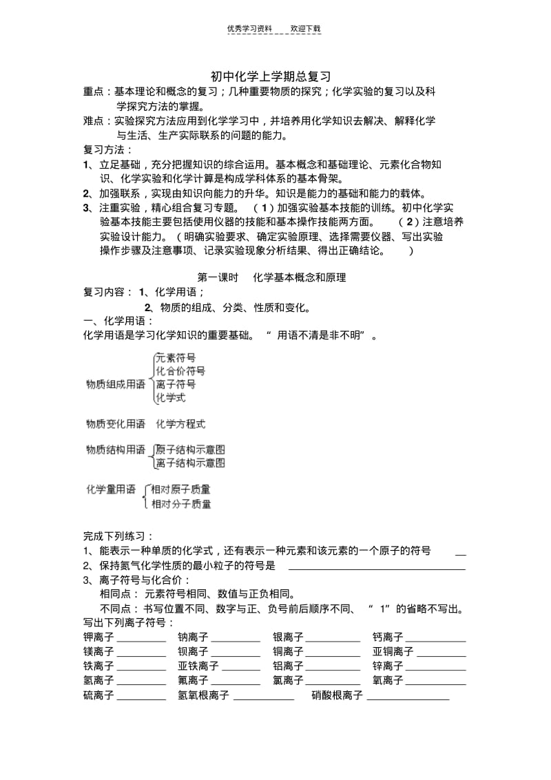 初中化学上学期总复习.pdf_第1页