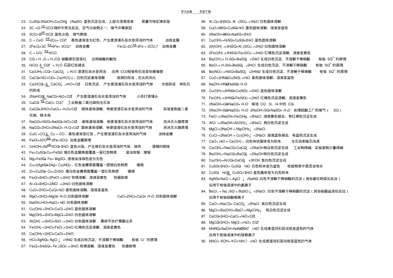 初中化学化学式化学方程式和反应现象归纳大全.pdf_第2页