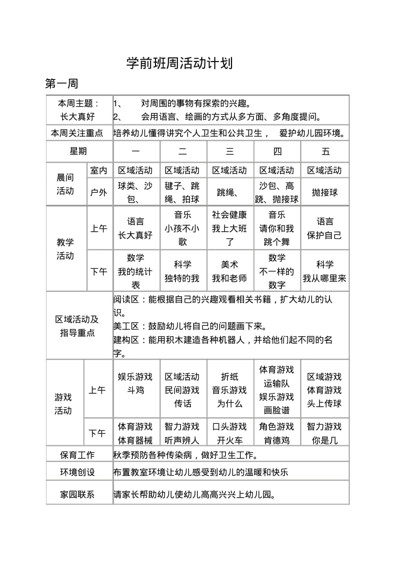 幼儿园周计划表.pdf_第1页