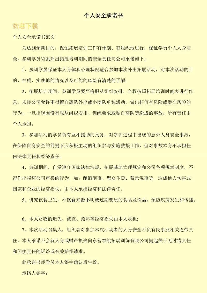 个人安全承诺书.doc_第1页