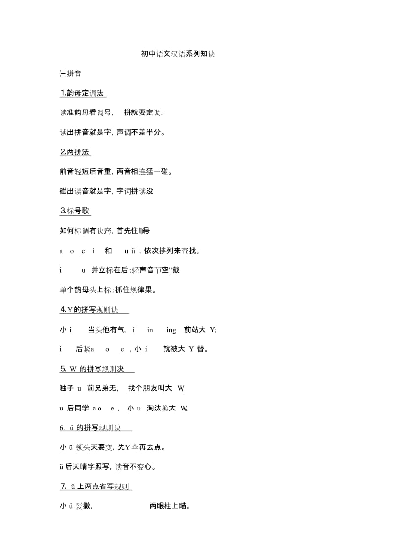 初中语文知识口诀.docx_第1页