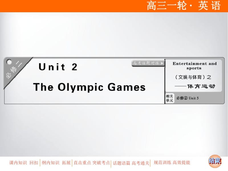 2019届高考英语一轮复习课件：必修二Unit2TheOlympicGames(共98张).pdf_第1页