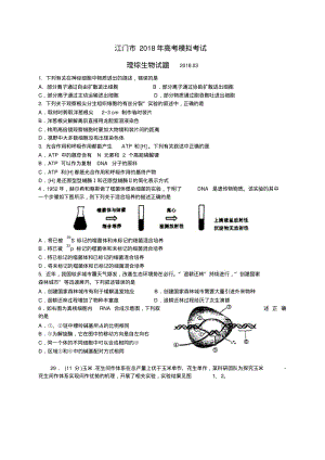 2019年广东省江门市届高三月模拟一模考试理综生物试题(含答案).pdf