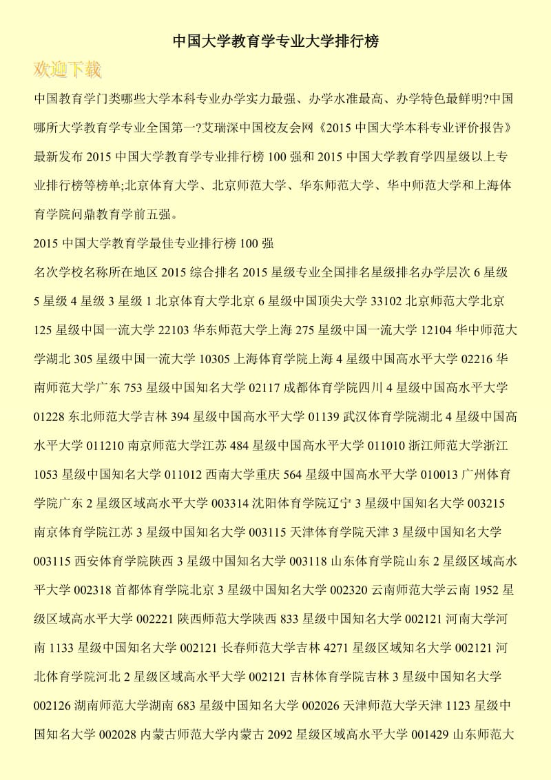 中国大学教育学专业大学排行榜.doc_第1页