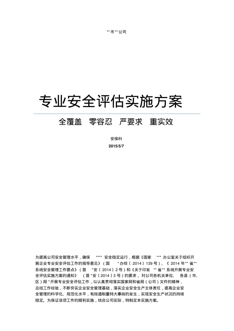 【优质文档】专业安全评估实施方案.pdf_第1页