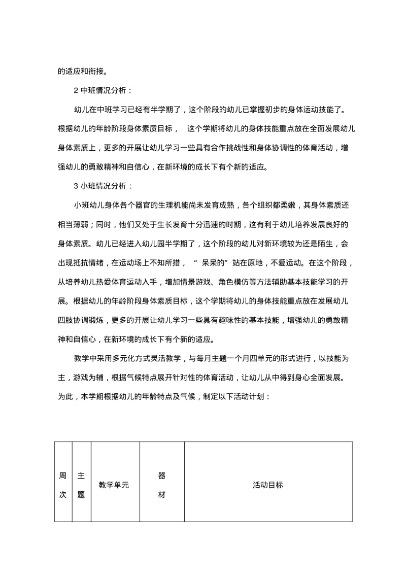 【优质文档】20122013下学期三小幼儿体智能教学计划.pdf_第2页