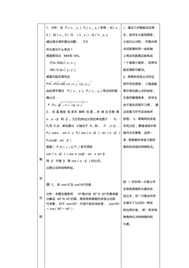 【2019年整理】《两角和与差的余弦公式》教学设计.pdf_第3页