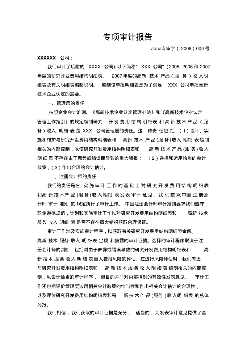 专项审计报告高新科技.pdf_第1页