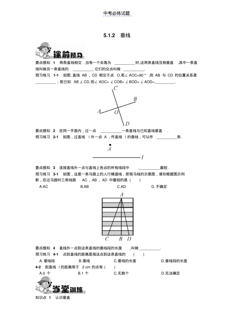 初中数学专题垂线试题及答案.pdf_第1页