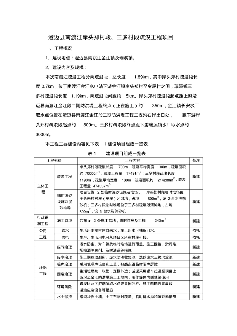 澄迈南渡江岸头郑村段三多村段疏浚工程项目.pdf_第1页