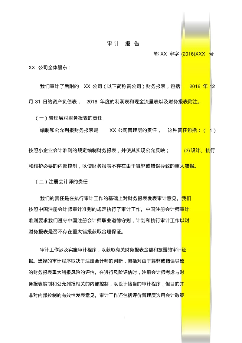 年度审计报告及附注模板.pdf_第1页