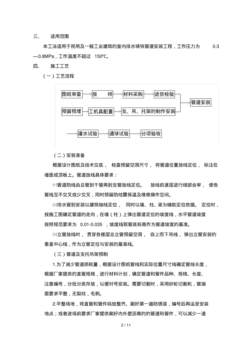 柔性排水铸铁管安装技术及工艺工法.pdf_第2页