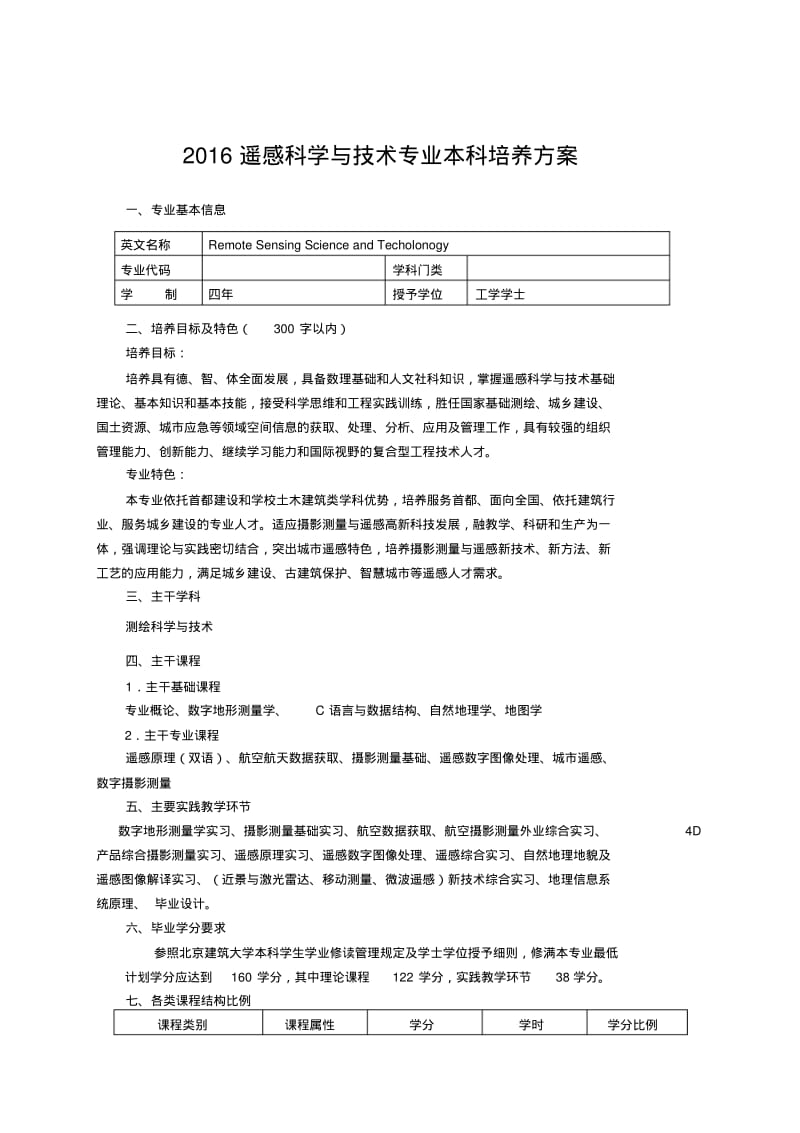 遥感科学与技术专业本科培养方案.pdf_第1页