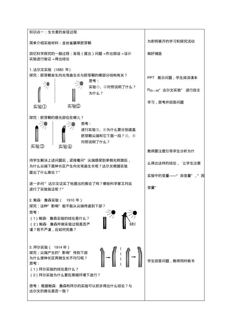 人教版高中生物必修3《植物生长素的发现》教学设计.pdf_第3页