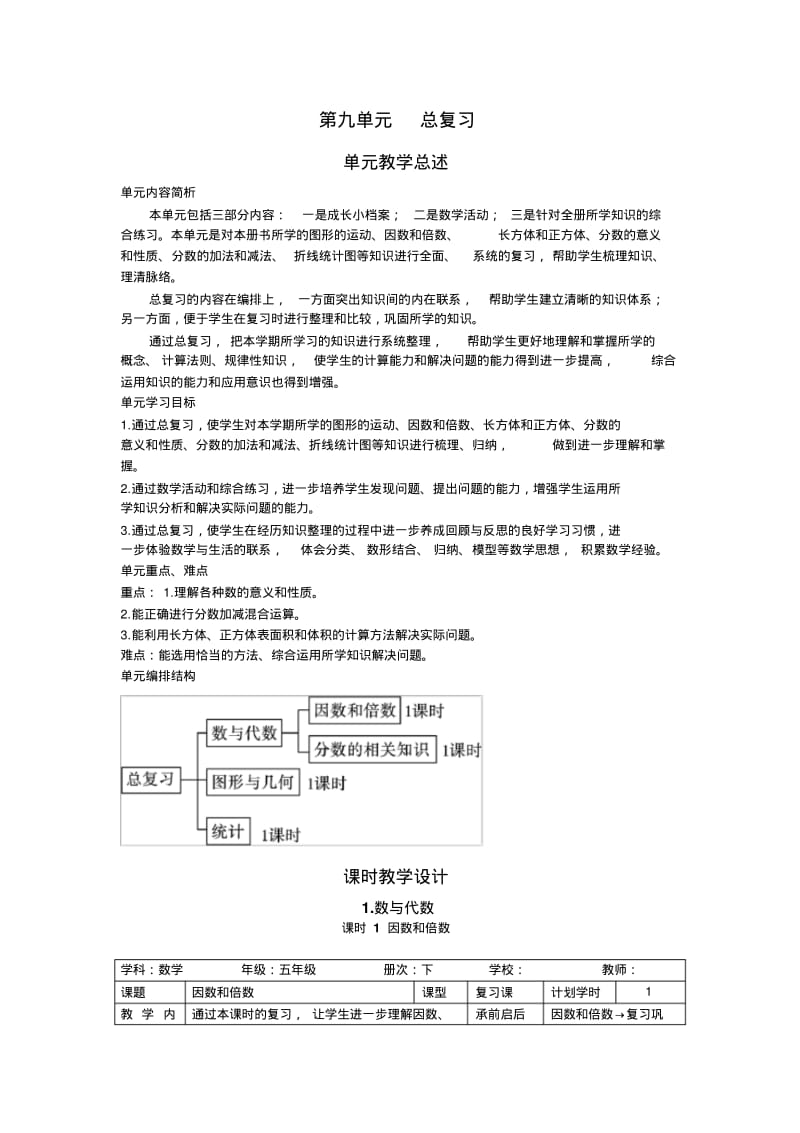 五年级数学下册总复习教案.pdf_第1页