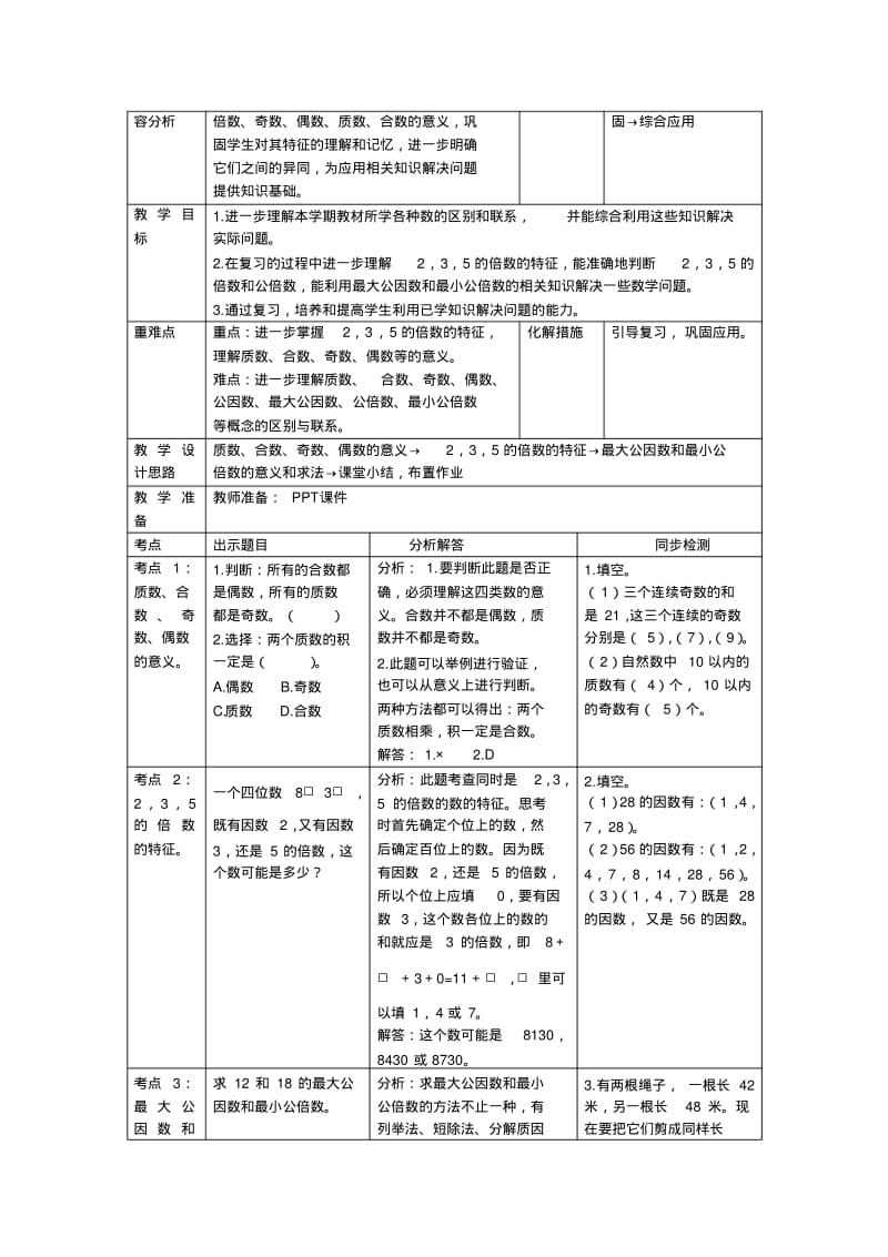 五年级数学下册总复习教案.pdf_第2页