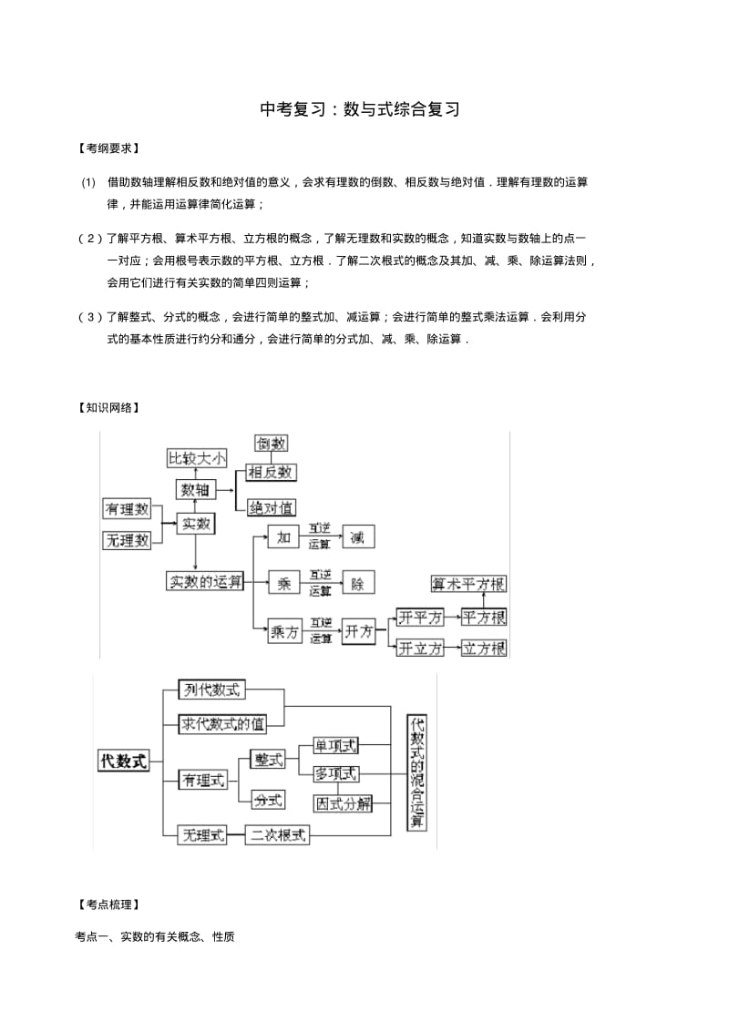 北师大版中考复习：数与式综合复习.pdf_第1页