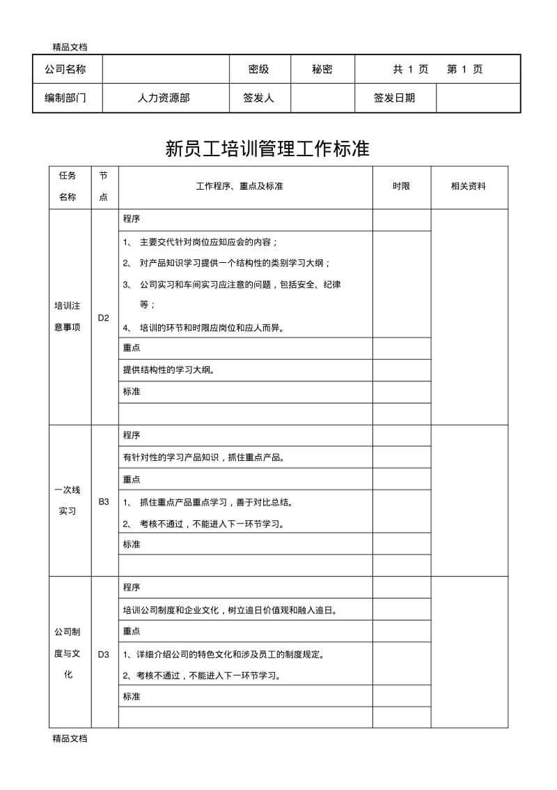 最新新员工培训流程图及工作标准.pdf_第2页