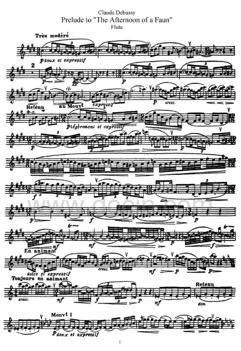 德彪西牧神午后长笛谱DebussyPreludetoTheAfternoonofaFaun-Flute乐谱.pdf_第1页